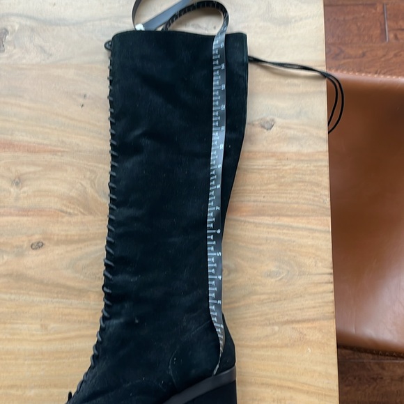 Shellys London Black platform lace up boots, faux suede - Picture 5 of 11